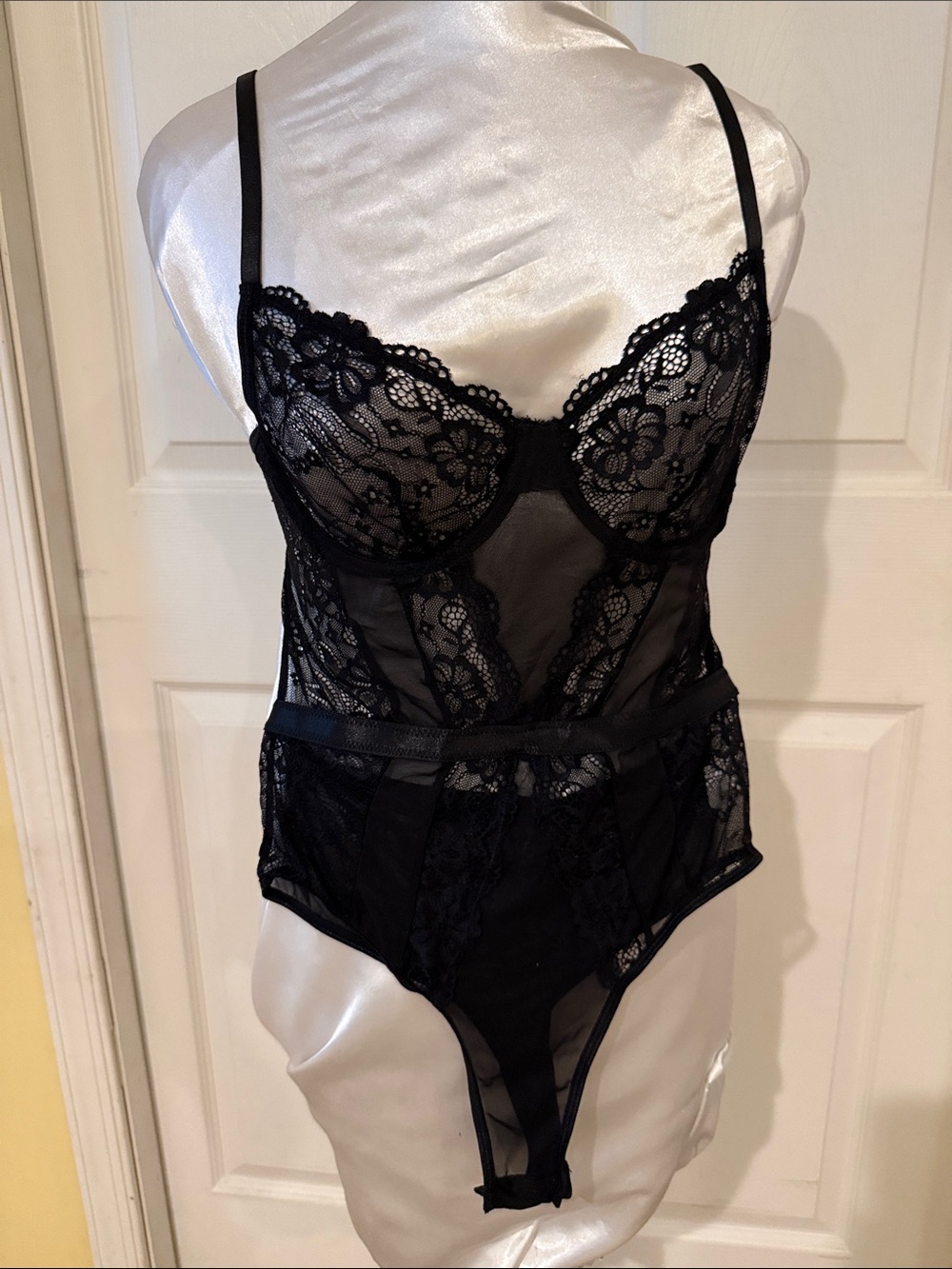 NWT - Avidlive Black Lace Sheer Underwire Bodysuit - Women Intimates & Sleepwear